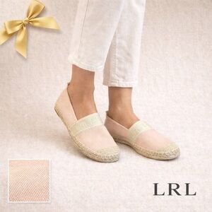 Lauren Ralph Lauren Caylee Canvas Espadrilles Pink Beige Size 7 NWOT